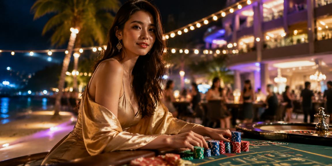 Người chơi tại Phú Quốc thử vận may xổ số và slot trên bãi biển